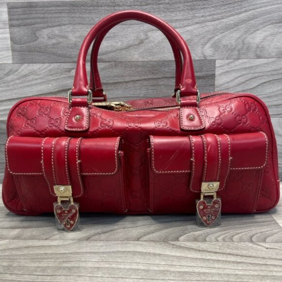 Gucci Boston Heart Lock Joy in Red Guccissima Leather Handbag - Picture 1 of 12